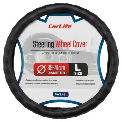 CARLIFE Чохол на кермо Carlife 39-41см, екошкіра, чорний, один шов