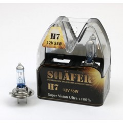 Автолампа галогенова SHAFER H1 12V55W P14.5S Super Vision Ultra +100% (комплект, пластиковий бокс 2шт) SL3001
