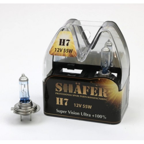 Автолампа галогенова SHAFER H1 12V55W P14.5S Super Vision Ultra +100% (комплект, пластиковий бокс 2шт) SL3001 SL3001