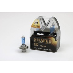 Автолампа галогенова SHAFER H4 12V60/55W Silver top Super Vision +50% (комплект, пластиковий бокс 2шт) SL3004S
