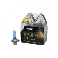 Автолампа галогенова SHAFER H7 12V55W Silver top Super Vision +50% (комплект, пластиковий бокс 2шт) SL3007S