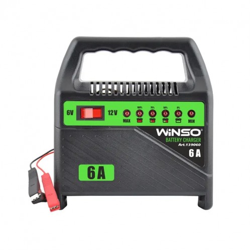 Зарядний пристрій для АКБ Winso 6/12В АКБ до 80А, струм зарядки 6А, 72Вт, LED індикація 139060