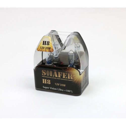 Автолампа галогенова SHAFER H8 12V35W Super Vision Ultra +100% (комплект, пластиковий бокс 2шт) SL3008 SL3008