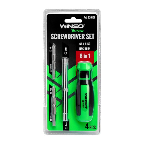 Викрутка з комплектом насадок Winso Pro 6 в 1 CR-V 6150 HRC 51-54 920106