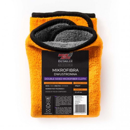 Ганчірка мікрофібра для детейлінга двостороння Moje Auto Detailer Double sided 840г/м2 41*41см 19-632