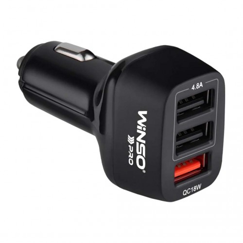 Зарядний пристрій для телефону в прикурювач Winso Pro 42W 1*USB QC18W, 2*USB 222042