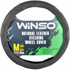 Чохол на кермо WINSO, розмір L (39-41см), екошкіра, колір чор. з черв., перф., на основі білої гуми