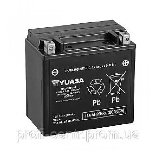 Аккумулятор МОТО Yuasa 12V 12,6Ah MF VRLA Battery AGM YTX14L-BS(сухозаряжений) YTX14L-BS