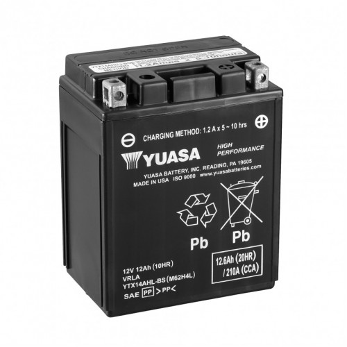 Аккумулятор МОТО Yuasa 12V 12,6Ah High Performance MF Battery AGM YTX14AHL-BS(сухозаряжений) YTX14AHL-BS