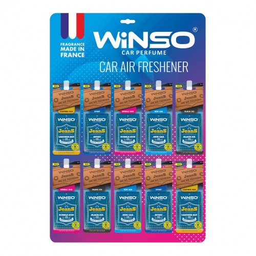 Освіжувач повітря WINSO Jeans, целюлозний ароматизатор, дисплей MIX 500090