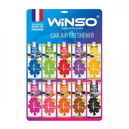 Освіжувач повітря WINSO Lucky Leaf, целюлозний ароматизатор, дисплей MIX 500092