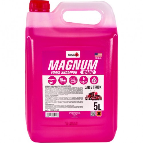 NOWAX Шампунь суперконцентрат для ручної мийки MAGNUM NANO FOAM SHAMPOO 5л. 1:10 (пінопістолет ) NX05118 NX05118