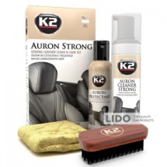 Набір для догляду за шкіряною оббивкою К2 Auron Strong Set з щіткою та мікрофіброю (G421)