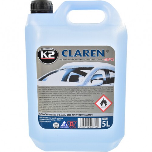 Омивач скла зимовий K2 Claren Windshield Washer -40 °C з нейтральним ароматом концентрат 5л. (K645) K20402