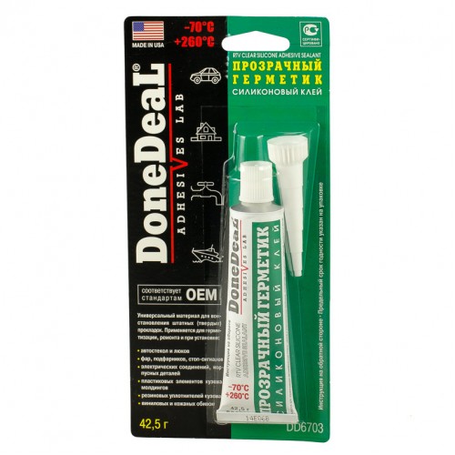 DONE DEAL Герметик-клей для скла прозорий силіконовий 42.5 г DD6703 DD6703