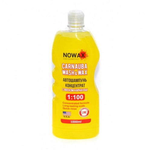 NOWAX Автошампунь концентрат з віском карнауби 1:100 /Nowax Carnauba Wash&Wax 1л. NX01100 NX01100