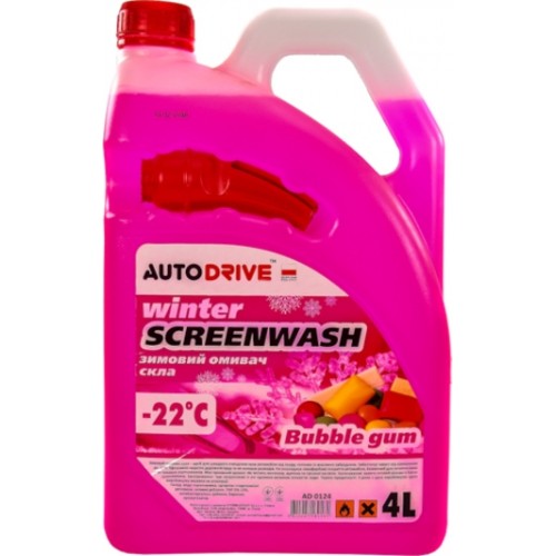 Омивач скла зимовий, Auto Drive Winter Screenwash _Bubble Gum_-22 °C, 4Л.(1шт.) AD0124 AD0124