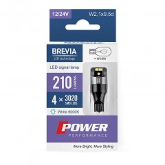 Лампа світлодіодна BREVIA Power W16W 210Lm 4x3020SMD 12/24V CANbus 10133X2, 2шт.