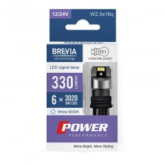 Лампа світлодіодна BREVIA Power P27/7W (3157) 330Лм 6x3020SMD 12/24В CANbus, 2шт. 10139X2