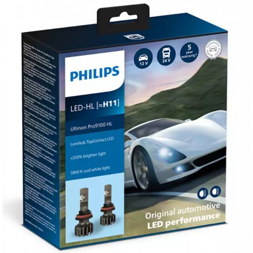 11362U91X2 (PHILIPS) LED H11 Ultinon Pro9100 +350% X2 12/24V 16W 11362U91X2