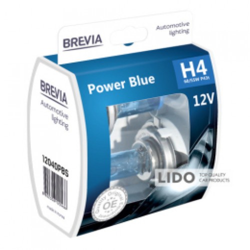 12040PBS BREVIA Автолампа H4 12V 60/55W P43t Power Blue S2 *2 шт HALOGEN 12040PBS