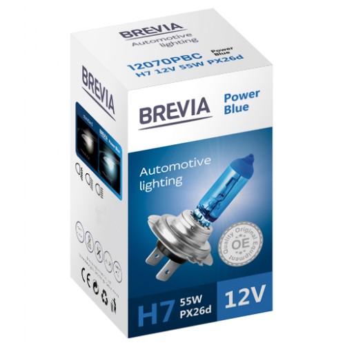 12070PBC BREVIA Автолампа H7 12V 55W PX26d Power Blue CP HALOGEN 12070PBC