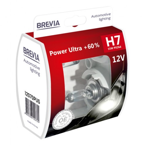 12070PUS BREVIA Автолампа H7 12V 55W PX26d Power Ultra+60% S2 HALOGEN 12070PUS