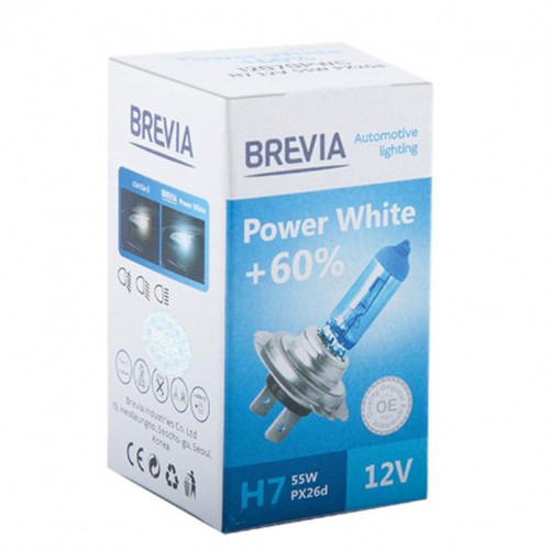 12070PWC BREVIA Автолампа H7 12V 55W PX26d Power White +60% 4300K CP 12070PWC