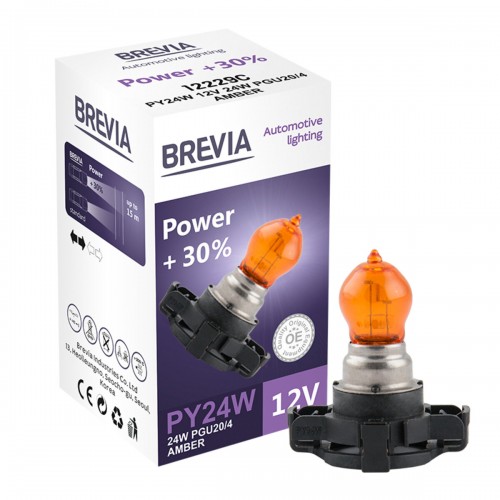 12229C BREVIA PY24W 12V 24V PGU20/4 AMBER Power +30% CP 12229C