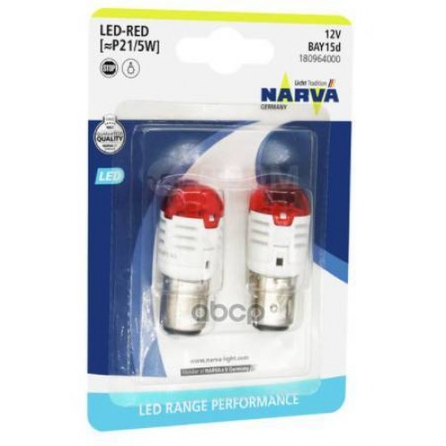 180964000 NARVA Лампа P21/5 LED red (блістер 1 шт.) 18096B2