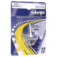 Лампа H7 NARVA 12V 55W PX26D (+50%) RANGE POWER 50+ 483394000 (блістер 1 шт.)