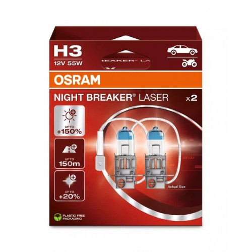 64151NL-2HB OSRAM Лампа H3 12V 55W PK22S NIGHT BREAKER LASER +150% 64151NL-2HB