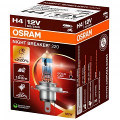 Лампа H4 60/55W 12V P43t NIGHT BREAKER +220% OSRAM 64193NB220-FS