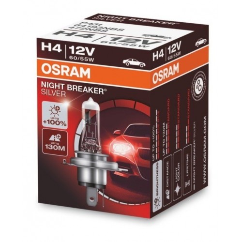 64193NBS-FS OSRAM Лампа H4 60/55W 12V P43T NIGHT BREAKER SILVER +100% 64193NBS