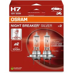 Лампа H7 12V 55W PX26d OSRAM NIGHT BREAKER SILVER +100% 64210NBS-2HB