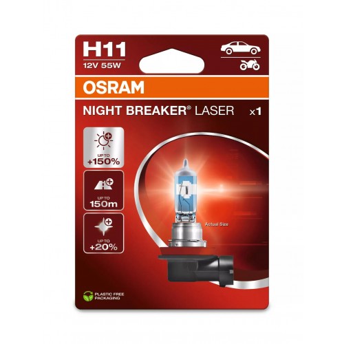 64211NL-BLI OSRAM Лампа H11 55W 12V PGJ19-2 NIGHT BREAKER LASER +150% 64211NL-01B