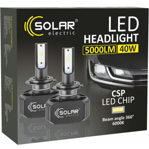 8207 SOLAR Лампа LED H7 LED 12/24V 40W 5000Lm 6000K, CSP1860 2шт.  8207