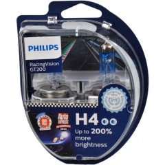 Автолампа Philips H4 12342RGTS2 RacingVision GT200 +200% 12V 60/55W (P43t-38) S2 (блістер)