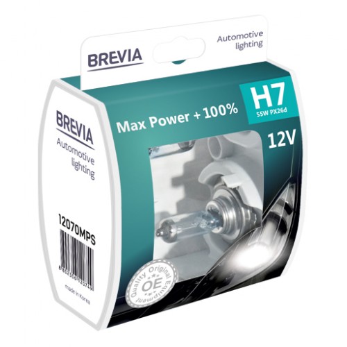 12070MPS BREVIA Автолампа H7 12V 55W PX26d Max Power +100% S2 HALOGEN 12070MPS