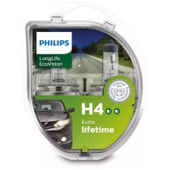 12342LLECOS2 (PHILIPS) H4 LongLife EcoVision 12V 60/55W P43t-38 Set 2