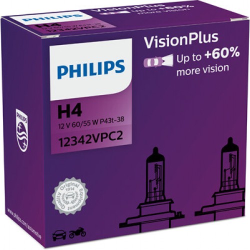 12342VPC2 (PHILIPS) H4 VisionPlus (+60%) 2pc. 12342VPC2