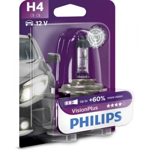 12342WVUB1 (PHILIPS) H4 WhiteVision ultra +60% (4200K)12V 60/55W Blst. 1 pc.(заміна 12342WHVB1) 12342WVUB1