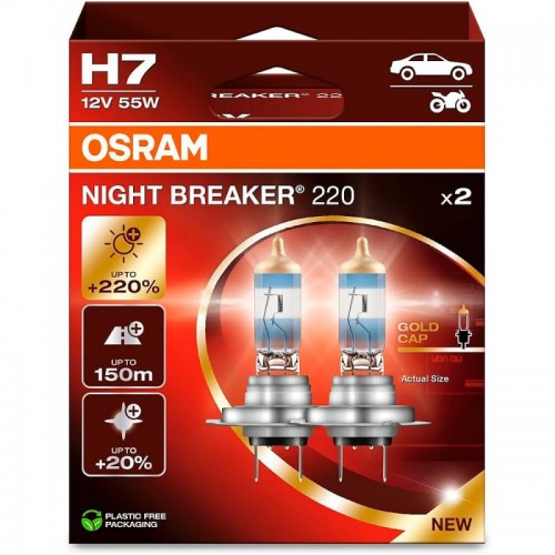 64210NB220-2HB OSRAM Лампа H7 55W 12V PX26d NIGHT BREAKER +220% (2 шт.) 64210NB220-2HB