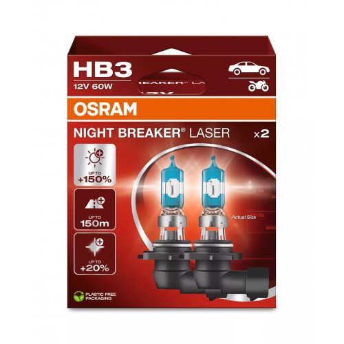 9005NL-2HB OSRAM Лампа HB3 60W 12V P20D NIGHT BREAKER LASER +150% 9005NL-2HB