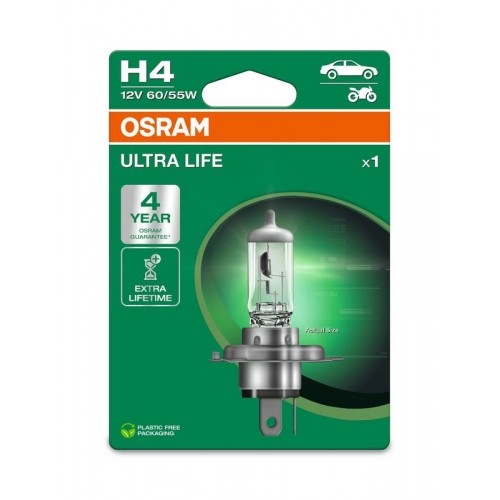 64193ULT-1BL OSRAM Лампа H4 12V 60/55W P43T ULTRA LIFE ULTRALIFE +150% 64193ULT-1BL