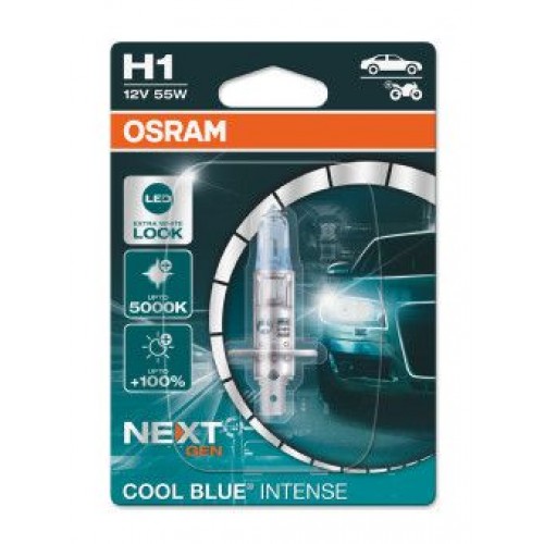 64150CBN-BLI OSRAM Лампа H1 12V 55W P14.5s COOL BLUE INTENSE NEXT GEN +100% (заміна 64150CBI-01B) 64150CBN-01B