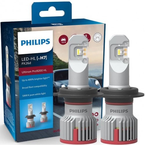 Комплект автоламп Philips LED H7 11972 U92 12/24V 21W Ultinon Pro9200 +400% X2 11972U92X2