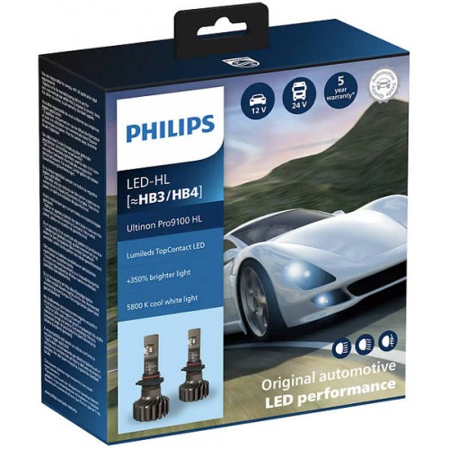 Комплект автоламп Philips LED HВ3/4 11005U91 12/24V Ultinon Pro9100 +350% X2 11005U91X2