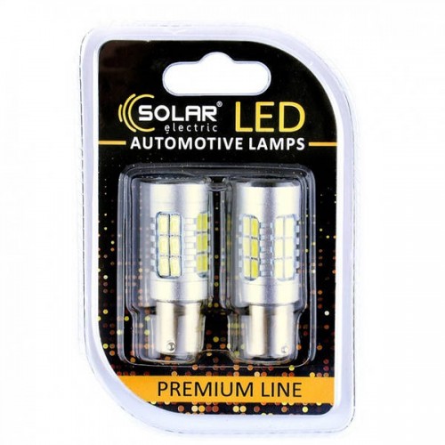 SL1395 SOLAR Автолампа LED 12-24V S25 BA15s 27SMD 2835 CANBUS Non-Polar white блістер 2шт.  SL1395
