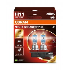 Лампа H11 OSRAM NIGHT BREAKER +220% 60/55W 12V PGJ19-2 64211NB220-2HB (2 шт.)